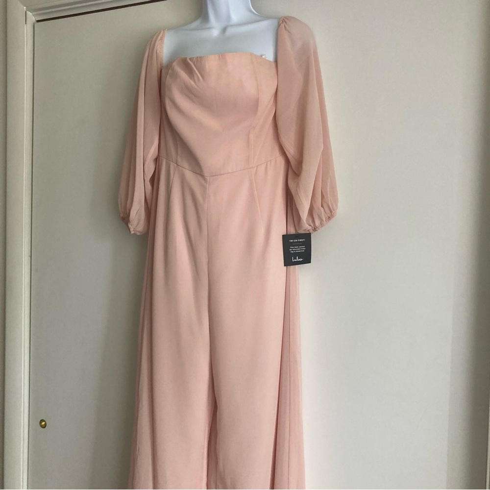 Lulu’s Always Us Blush Wide Leg Jumpsuit, NWT Sz M - Picture 4 of 10